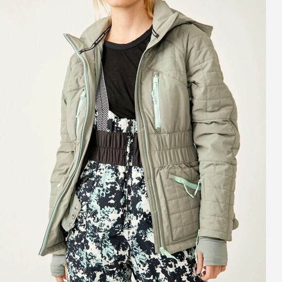 Free People Movement All Prepped Ski Jacket In Greyed Olive XL NWT - Picture 10 of 11
